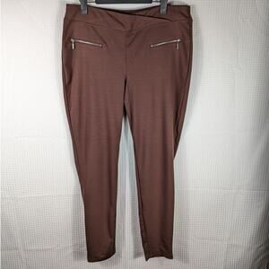 SO Pants XL Womens Brown High Rise Legging Ponte Stretch Zip Pocket Slim Fit